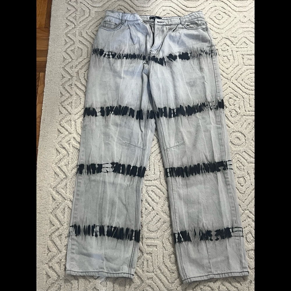 Black and gray tie dye denim